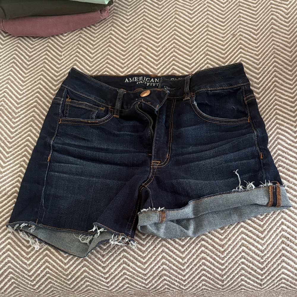 Dark Wash Denim Roll-Cuff Women's Shorts
